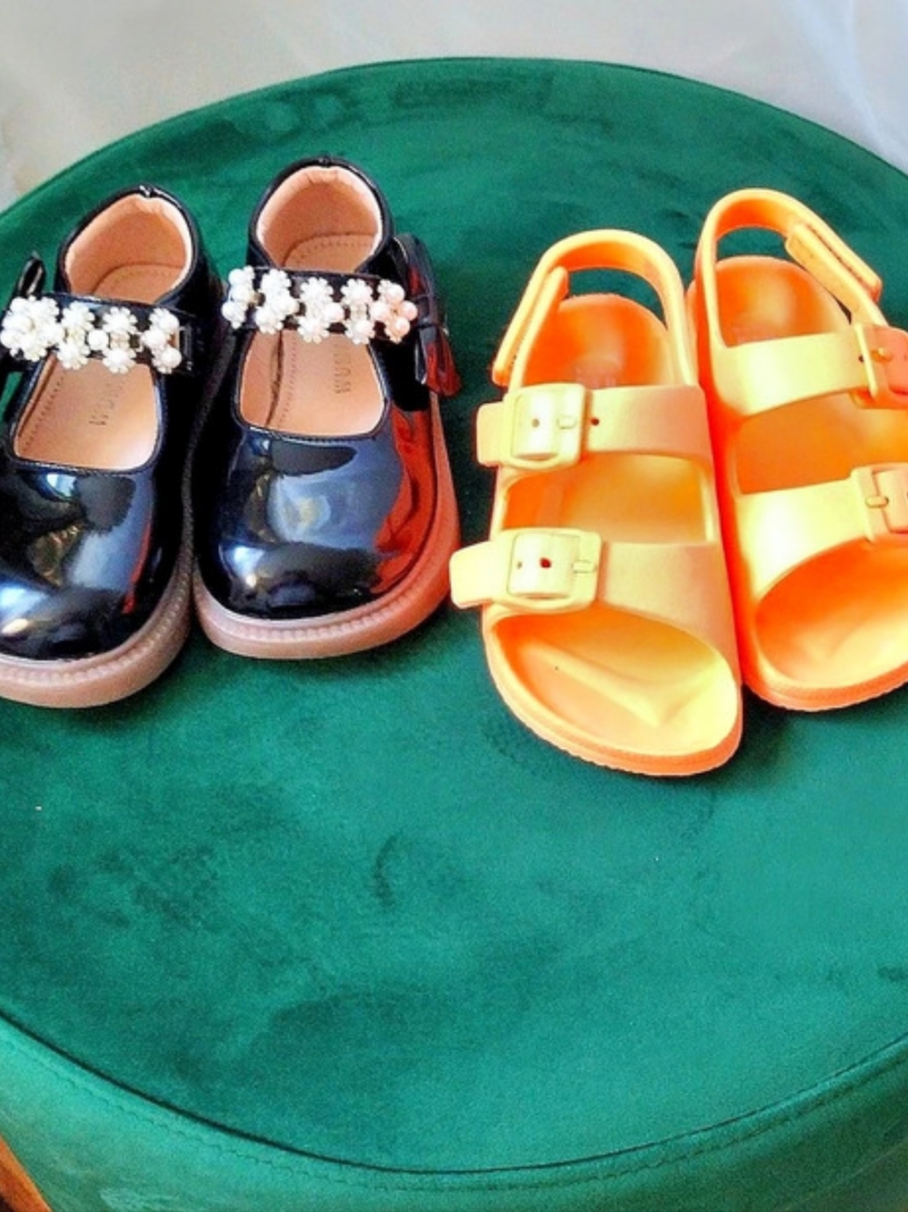 Bundle Toddler Double Buckle Sandals Orange & Black Girls Shoes